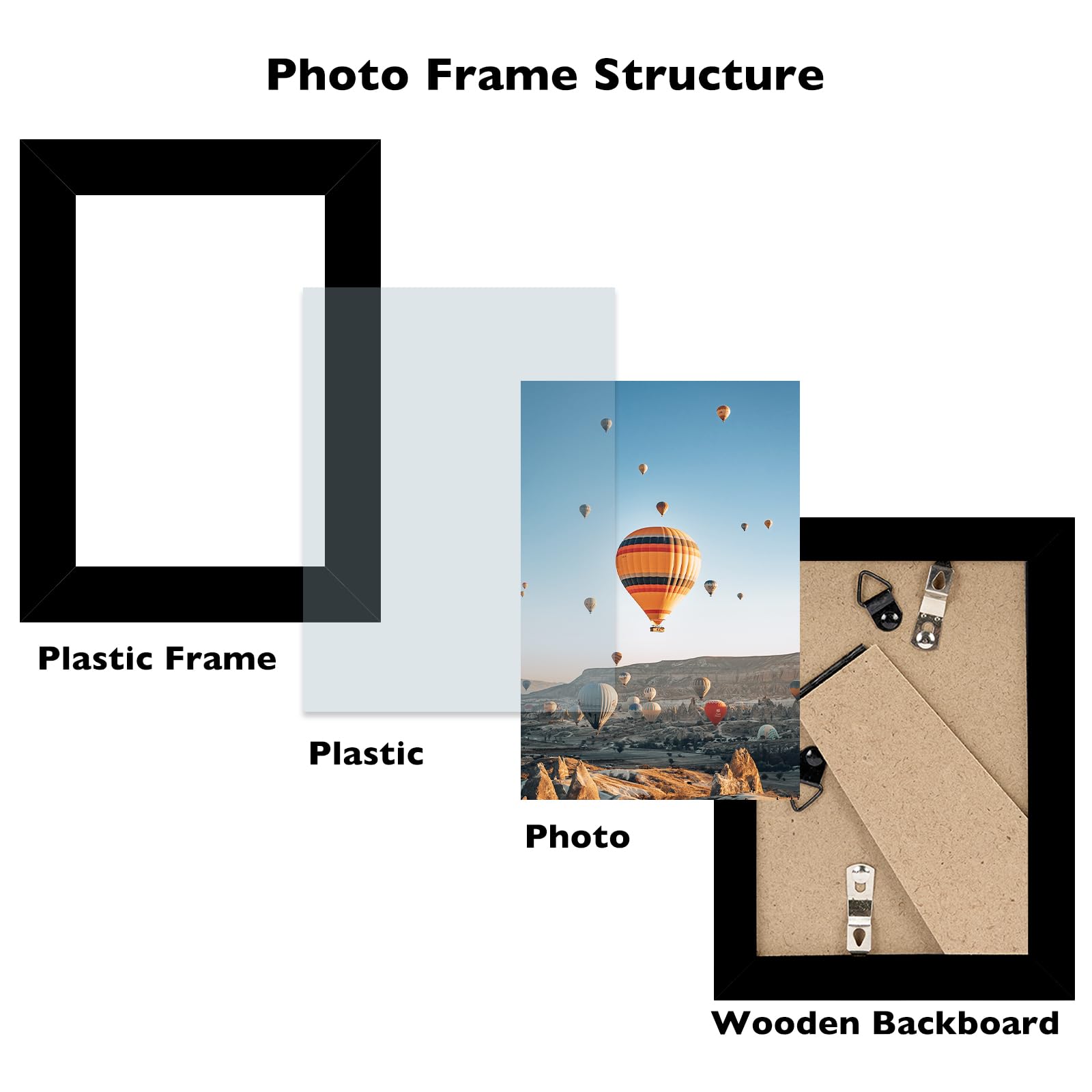 JCJMY 3.5x5 Picture Frame Black for Wall or Tabletop, 3.5 x 5 Wall Gallery Poster Photo Frame with Shatter Resistant Plexiglass,